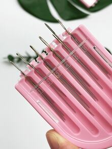 20pcs Big Eye Hand Sewing Needles, Gold Tail Tip Needles, Pink Compartment Storage Box, Clear Classification, Anti-Lost And Anti-Oxidation, Easy To Put In Sewing Kit, Convenient For Home Sewing And Outdoor Carrying - Pink Box With Gold Tail Pin - View 1