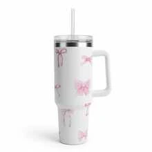 1pc 40oz Romantic Bow Stainless Steel Insulated Tumbler With Handle, Large Capacity Travel Mug, Suitable For Car, School, Office, Outdoor, Gym, Home, Great Gift For Women And Teenagers, Holiday And Birthday (With Straw) - Multicolor - View 12