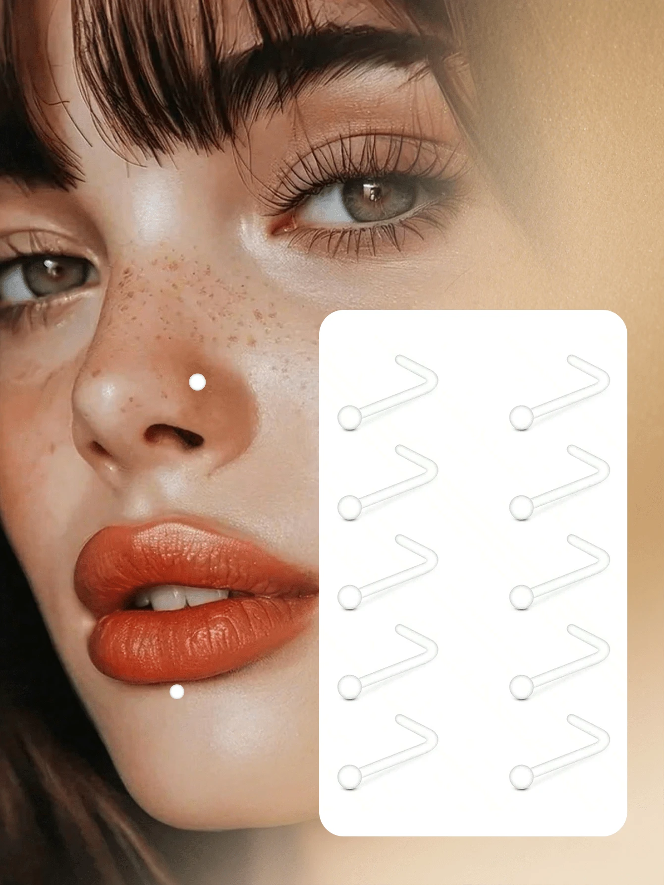 CIZME 20G 22G Transparent L-Shaped Nose Studs, Bioplastic Piercing Retainers, Suitable For School & Work, Discreet - Clear - View 1