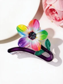 6pcs Women's Summer Vacation Style Faux Plumeria Hair Clips, Suitable For Beach Vacation, Outing With Friends, Daily Use - Multicolor - View 5