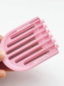 20pcs Big Eye Hand Sewing Needles, Gold Tail Tip Needles, Pink Compartment Storage Box, Clear Classification, Anti-Lost And Anti-Oxidation, Easy To Put In Sewing Kit, Convenient For Home Sewing And Outdoor Carrying - Pink Box With Gold Tail Pin - View 2