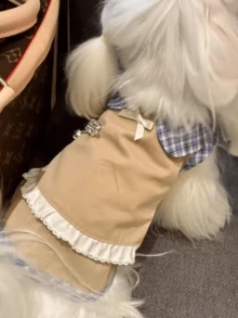 1件宠物连衣裙，猫咪礼物，狗狗美容，无袖格子连衣裙，适合猫狗穿着，时尚可爱，是日常穿着、美容、室内依偎、户外散步和节日派对的理想选择。宠物主人、宠物爱好者和宠物造型师的绝佳之选。 - 彩色 - 查看 10