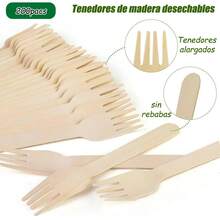 200 piezas Cubiertos de madera, utensilios desechables para fiestas, ideales para fiestas de cumpleaños, bodas, días festivos, Día de la Madre - Blanco - Ver 3
