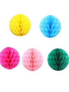5pcs Honeycomb Flower Balls Party Decorations, Honeycomb Paper Flower Balls, Paper Flower Balls Decor For Birthday, Wedding, Home - Multicolor - View 10