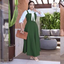 Women's Overalls Set, Evangelical Fashion, Tailored Crepe Jumpsuit Kit - Army Green - View 2