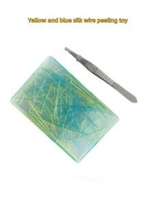 新款长方形减压挤压剥皮硅胶绳解压玩具，带镊子的硅胶解压玩具，解压游戏，爱好，青少年减压挤压玩具，新款硅胶解压按钮珠，拉绳解压玩具 - 彩色 - 查看 8