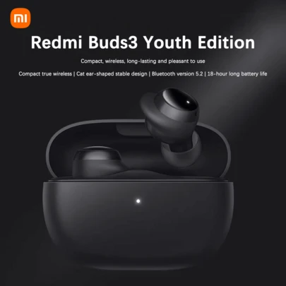 Xiaomi 小米 Redmi Buds 3 青春版 - 真无线蓝牙耳机 - 运动跑步入耳式无线耳机 - 运动智能降噪蓝牙耳机。配备 310mAh 充电盒，提供长达 18 小时的续航时间，可满足一整天的连续聆听需求。