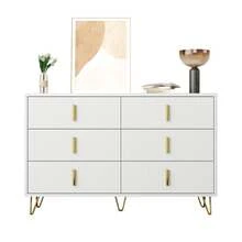 Elegant Modern Design Dining Room Cabinet With Drawers And Plenty Of Storage With Gold Handles. - White - View 2
