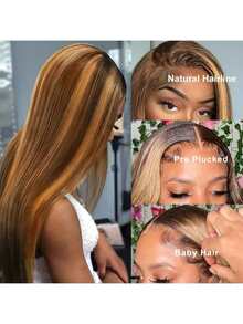 Easy Wear 4x4 Glueless Straight Human Hair Wig - Pre-Cut Lace Closure, Ready To Go, 25.4-40.64 Cm, 150% Density For Women - S4/27 - View 6