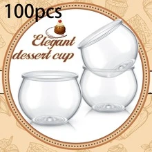 10/20/30/40pcs, 80ml Transparent Plastic Spherical Dessert Cups, Reusable Mini Pudding And Appetizer Bowls, Suitable For Birthday Parties, Weddings, Buffets And Catering Events - View 12