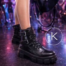 Rock Life Blogger Combat Boot With Two Buckles And Tractor Sole Ketry - màu đen - Xem 1
