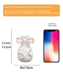 可爱粉色蝴蝶结树脂花瓶 - 卧室、咖啡桌和玄关的精美装饰 | 适合插水仙花、郁金香和马蹄莲的装饰花瓶 | 宿舍、梳妆台和温馨家居的可爱桌面装饰 | 现代柔和色调花瓶，适合婚礼中心装饰、新娘送礼会和拍照道具 | 柔和的奶油色调提升生活空间 - 彩色 - 查看 6