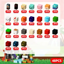 48/100/200/300块磁性积木，我的世界磁性砖块，末影人凝视和森林建筑立方体玩具套装，STEM教育蒙特梭利感官玩具，适合2026年3岁以上男孩女孩儿童的最佳礼物玩具 - 彩色 - 查看 9