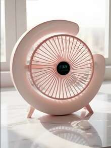 Ventilador Portátil Recargable con Luz LED Ambiental Diseño Minimalista 3 Modos de Aire y Batería Integrada - rosa - Ver 3