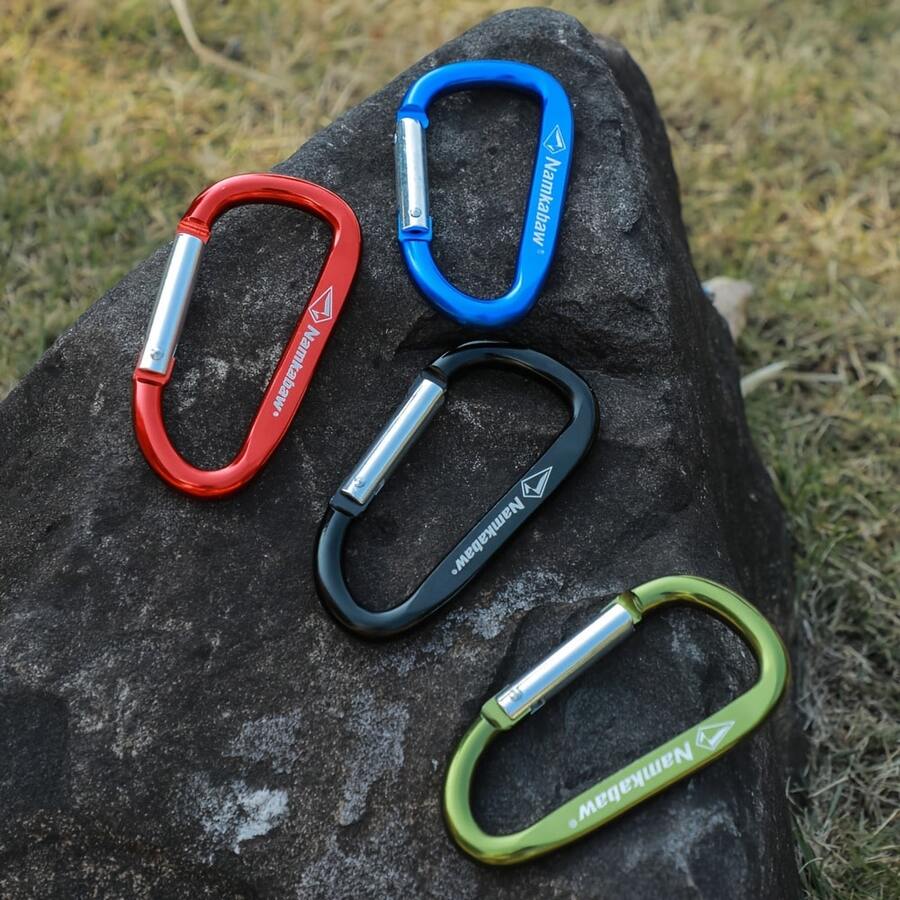 1/2 buah Carabiner Pegas D-Ring Paduan Aluminium Tebal Namkabaw Berkualitas Tinggi 3,69 Inci - 3,69 Inci, Hitam, Tahan Karat dan Tahan Lama, Cocok untuk Gantungan Kunci Luar Ruangan, Berkemah, Mendaki dan Backpacking | Klip Kunci Kokoh |