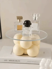1pc Resin Ball Tray - Simple And Cute Design, Suitable For Bathroom Countertop And Bedroom Vanity. Perfect For Displaying Perfumes, Skincare Products And Jewelry, Adding A Warm And Fashionable Ambiance. Elegant Storage Rack And Decorative Piece. - Multicolor - View 8