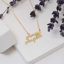 [Customizable] Personalized Stainless Steel Pendant Necklace With 1-2 Names, Couple's Name Necklace, Fashionable Custom Valentine's Day Jewelry, Unique And Exquisite Gift, Suitable For Everyday Wear. - Multicolor - View 5