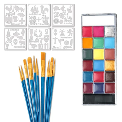 12/20 Colors Watercolor Paint Set, Face Painting Makeup, Drawing Paints, Football Sports Theme, Suitable For Halloween, Christmas, Art Exhibitions, School Supplies, Valentine's Day Painting, Major Sports Events, Parties And Other Activities
