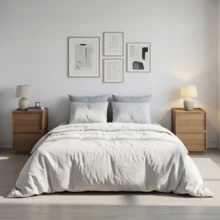 Modern Oak Bedside Table In Medieval Style, 38 X 48 X 50 Cm, Ideal For The Bedroom, With Handleless Drawers, 2 Pieces. - Maroon - View 3