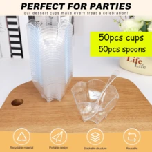 10/20/30/50pcs Reusable 90ml Plum Blossom Clear Dessert Cup Plastic Parfait Cup For Dessert Sampling - 彩色 - 查看 16