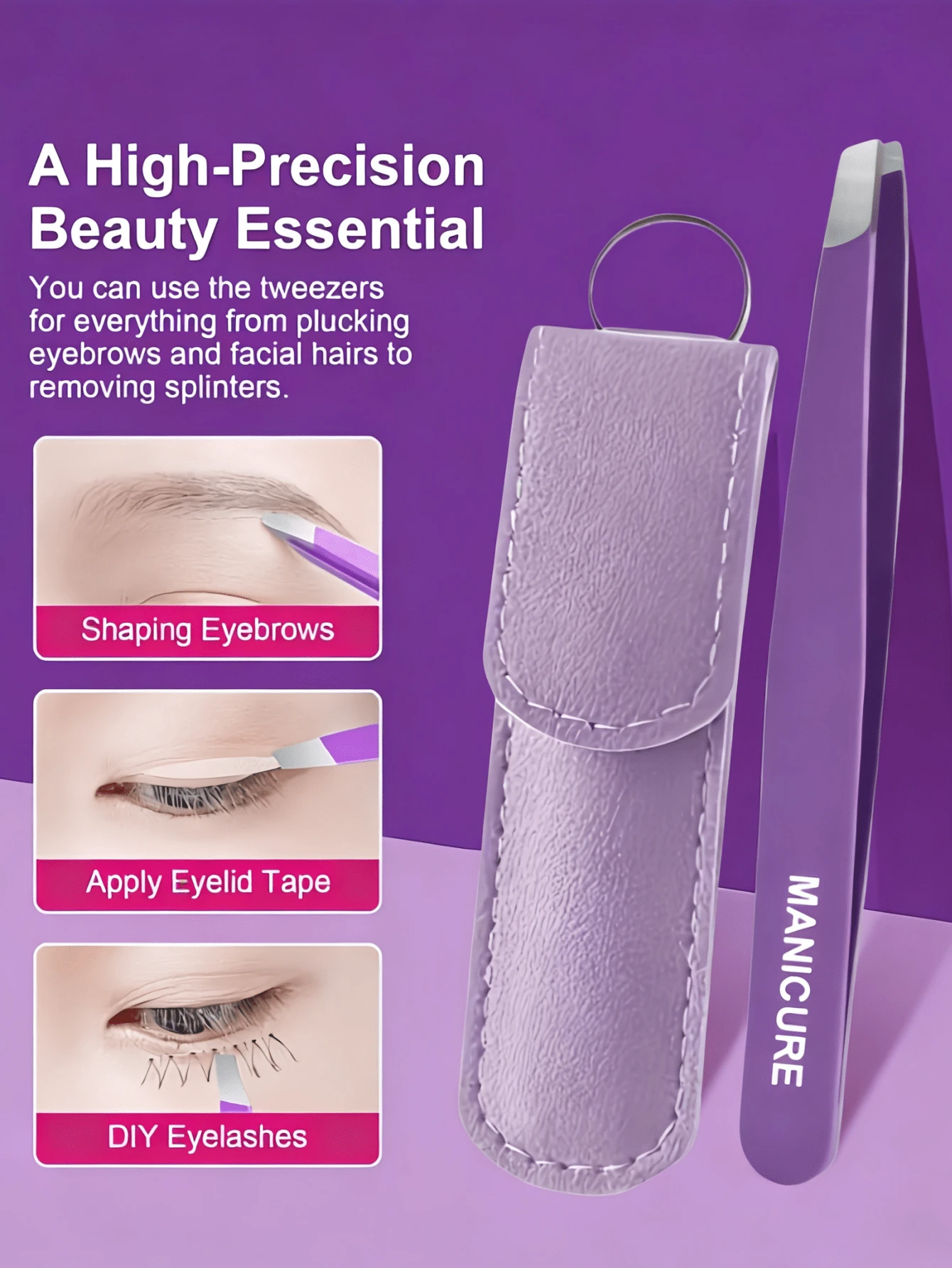 1pc Purple Angled Eyebrow Tweezers - View 1