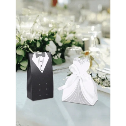 200 piezas Cajas de dulces estilo occidental para boda, cajas de recuerdos de boda para novios, cajas de regalo para dulces y chocolates atadas con cinta, cajas de recuerdos de fiesta de boda clásicas y creativas para decoración de mesa de postres, despedida de soltera, Día de San Valentín