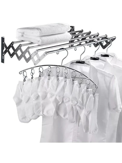 Perchero retráctil,Tendedero de Pared, Tendedero Acordeón,Tendedero De Pared Plegable En Inoxidable Retractil Facil,Genérico Tendedero Plegable portátil, Perchero, tendedero de Pared retráctil, tendedero de Ropa Plegable, Acero Inoxidable 304, Ahorra Espacio, para casas y apartamentos, áreas de piscinas interiores y exteriores, cuartos de lavado, cuartos de barro, dormitorios, baños, patios traseros soleados y más.