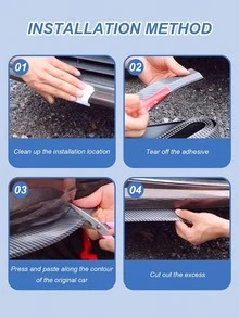 98.42 Inch Universal Carbon Fiber Texture Rubber Bumper Guard, Anti-Scratch Anti-Collision, Self-Adhesive Easy Installation, Suitable For Front Lip, Side Skirt, Rear Diffuser, Applicable To Sedans, SUVs, Sports Cars - Front Lip Bumper Strip - View 8