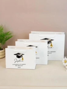 1pc Personalized Graduation Gift Bag, Graduation Gift, Customized White Gift Bag, Personalized Graduation Gift Bag, Personalized Gift Bag, Graduation Gift Packaging Bag, Graduation Party Gift Packaging Bag - Multicolor - View 3