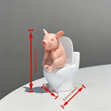 Mini figura decorativa de cerdo pensativo para el hogar, adorno de casa de muñecas, decoración de escritorio creativa, accesorio de coche, pequeño regalo de juego de mesa de cumpleaños - Multicolor - Ver 3