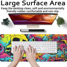 骷髅头游戏鼠标垫，彩色艺术桌面垫，办公桌配件，大号桌面垫，XL尺寸，房间装饰，键盘鼠标桌面垫，圣诞节送给女性的礼物 - 查看 4