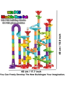 142pcs Marble Race Track Toys, Marble Run Set, Construction Building Blocks Game For Kids Birthday STEM Gifts, And Early Cognition, Hand Exercise, Parent-Child Interaction, Distinguish Colors - 彩色 - 查看 3