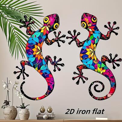 2D Flat, 2pcs Acrylic Lizard Wall Art Decor, Suitable For Home, Farm House, Living Room, Patio, Garden, Backyard, Gift, Home Decor & Accessories, Garden Wall Art Decoration, Outdoor Garden Decor