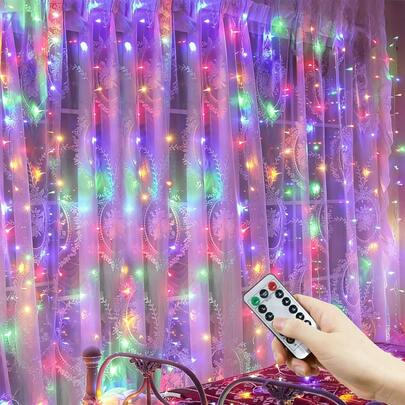 Đèn dây trang trí tạo không khí lãng mạn với 8 chế độ chiếu sáng, đèn trang trí cắm trại, đèn rèm điều khiển từ xa, 4 tùy chọn màu sắc ánh sáng, đèn rèm cửa sổ phòng ngủ, đèn trang trí cho buổi hẹn hò và họp mặt gia đình, trang trí trong nhà và ngoài trời, đèn trang trí tiệc sinh nhật, trang trí ngày Valentine, đèn cổ tích Giáng sinh và Halloween, đèn vòng hoa ngày lễ, trang trí sân vườn, đèn lễ hội, đèn trang trí sân vườn