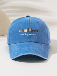 1 pieza Gorra de béisbol lavada unisex - Impresa con el texto "Temporada de lectura Libro Café Gafas" - Correa ajustable, sombrero ligero para exteriores apto para las 4 estaciones, adecuado para senderismo, camping, uso diario - Regalo perfecto - Diseño de fácil lavado, accesorio de cabeza casual, patrón divertido, accesorio de cabeza cómodo - Gorra de béisbol lavada - Ver 14