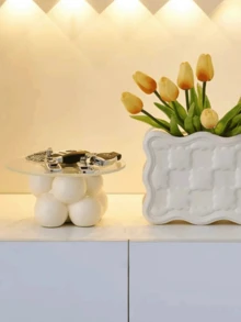 1pc Resin Ball Tray - Simple And Cute Design, Suitable For Bathroom Countertop And Bedroom Vanity. Perfect For Displaying Perfumes, Skincare Products And Jewelry, Adding A Warm And Fashionable Ambiance. Elegant Storage Rack And Decorative Piece. - Multicolor - View 3