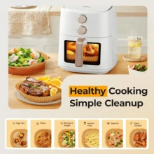 50/100 片装加厚空气炸锅衬垫（6.3 英寸/16 厘米） - 不粘烘焙纸衬垫，带 1.6 英寸凸起边缘，防油一次性空气炸锅衬垫（易于清洁） - 彩色 - 查看 3