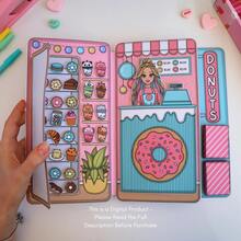 DIY Quiet Book Kit, Children's Pressure Relief & Educational Playset, Includes Stickers For Fast Food Shop Theme, Requires Hands-On Cutting & Assembly - Multicolor - View 9