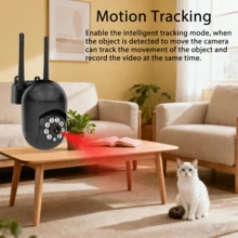 BoyKeep 1 pieza Cámara de inalámbrica 1080P HD 5G WIFI, vista panorámica de 360°, visión nocturna infrarroja, detección de movimiento humano, audio bidireccional, acceso remoto, cámara de monitoreo del hogar interior, negro, instalación fácil - Negro - Ver 6