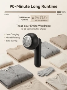 Despelusador recargable de tela, alimentado por USB, con rejilla de 6 cuchillas, operación manual, mango de plástico, batería de litio, adecuado para eliminar pelusas de ropa, suéteres - Caja de recolección de polvo visual - Ver 9