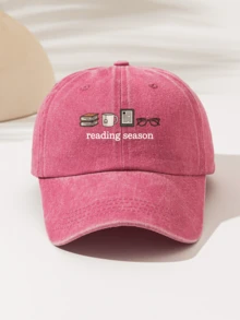 1 pieza Gorra de béisbol lavada unisex - Impresa con el texto "Temporada de lectura Libro Café Gafas" - Correa ajustable, sombrero ligero para exteriores apto para las 4 estaciones, adecuado para senderismo, camping, uso diario - Regalo perfecto - Diseño de fácil lavado, accesorio de cabeza casual, patrón divertido, accesorio de cabeza cómodo - Gorra de béisbol lavada - Ver 7