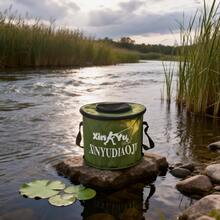Thickened Canvas Foldable Fishing Bucket, 23/28/32cm Multiple Sizes Available, Random Color With Lid Live Fish Bucket, Portable Water Bucket - Multicolor - View 2