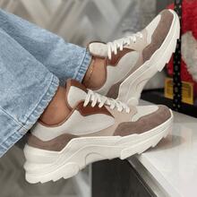 Women's Modern Platform Sneakers, Comfortable For Everyday Casual Wear, Stylish, Vacation, Lace-Up, Party, Office, Outdoor - 焦糖/天然 - 查看 8