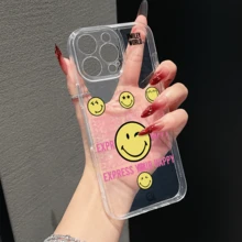 Smiley World Expression Creative Smiling Face Painted Pattern Transparent Anti-Drop Phone Case Protective Cover Compatible With Apple - Multicolor - View 4