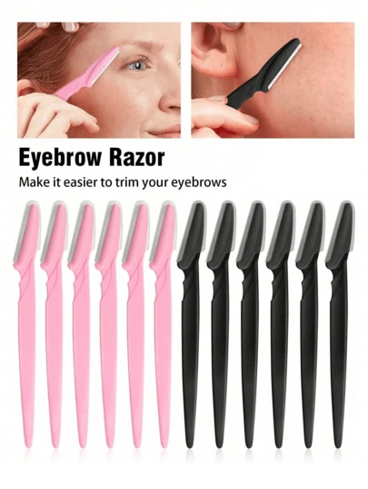 12/6/3/1 Pcs Multi-Color Eyebrow Trimmer & Shaver, Callus Remover, Body Hair Trimmer & Facial Eyebrow Razor Set, With Long Handle Safety Blades & Precision Guards, Eyebrow Grooming Tool For Home & Travel Use