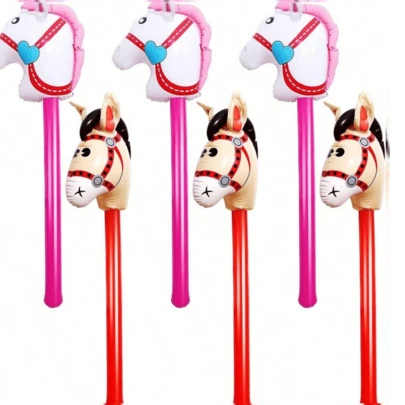 3/2/1pc Inflatable Horse Head Stick, Stage Performance Props, Inflatable Stick, Water Game Props