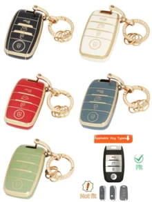 Schlüsselanhänger-Hülle mit Schlüsselring, geeignet für Kia Soul, Optima, Forte, Sportage, Sorento, NIRO, Rio, Premium Qualität, unisex Auto Schlüssel Fernbedienung Schutzhülle - J-Modell - Übersicht 12