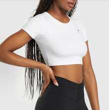 GYMSHARK  EVERYDAY CAP SLEEVE T-SHIRT ,Women's Compression Shirts Short Sleeve Workout Tops Athletic Base Layer T-Shirt For Gym Running Yoga Basketball BJJ - 白色 - 查看 2