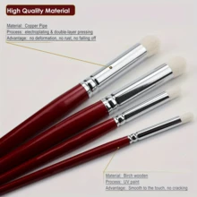 Yutiars 4pcs Round Dry Brush Set, Suitable For Miniature Painting And Craft Detail Work, Wooden Handle Design, Compatible With Models And Acrylic Paints, Ideal For Beginners And Artists, Back To School Essential - Sets - View 4
