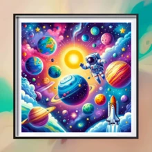 Bộ tranh đính đá chủ đề phi hành gia, hành tinh vũ trụ, 1 mảnh, tranh khảm kim cương 5D tròn, thích hợp làm quà tặng thủ công, trang trí phòng khách, phòng ngủ, lễ Eid Al-Adha, Ngày của Cha, Ngày của Mẹ, đám cưới, Ngày Quốc tế Lao động, Lễ Phục sinh, Giáng sinh, Ngày Valentine, không khung. - Xem 3